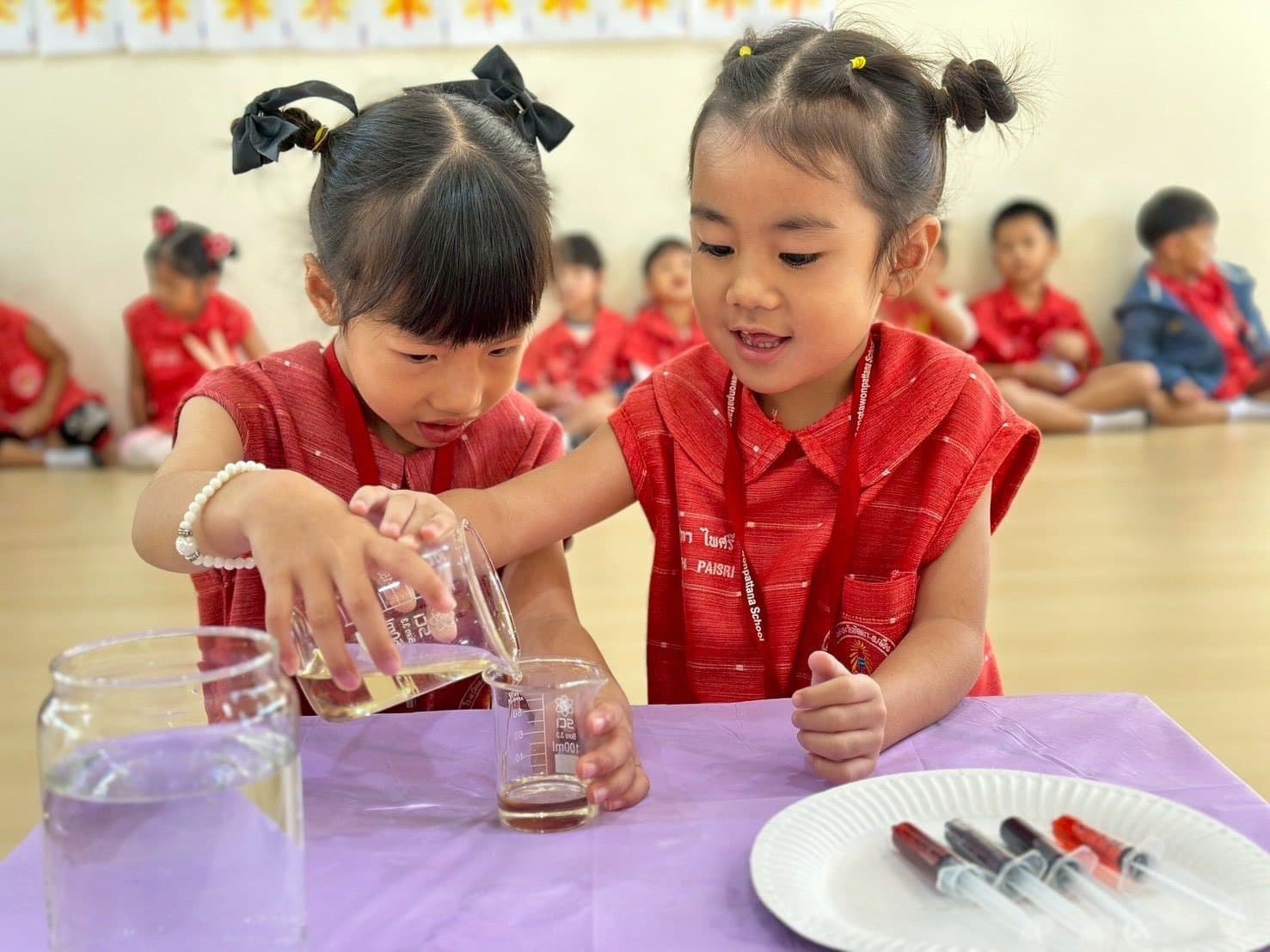 Sangtawon Pattana students conducting a science experiment